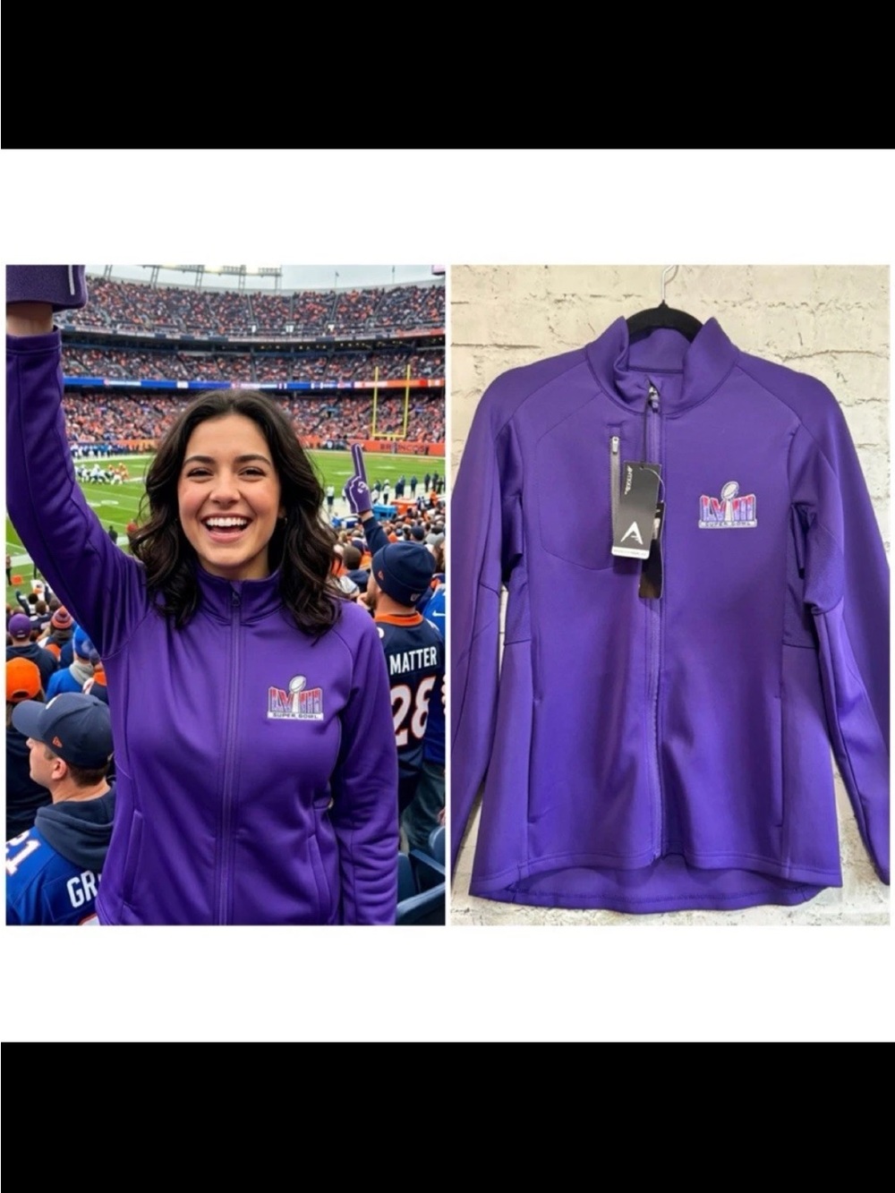 NFL Super Bowl LVIII Las Vegas 2024 Women’s Purple Full Zip Jacket